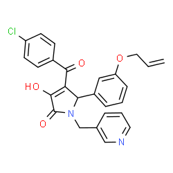 ChemSpider 2D Image | 5-[3-(Allyloxy)phenyl]-4-(4-chlorobenzoyl)-3-hydroxy-1-(3-pyridinylmethyl)-1,5-dihydro-2H-pyrrol-2-one | C26H21ClN2O4