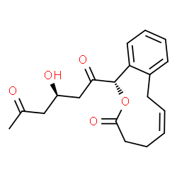 ChemSpider 2D Image | (3R)-3-Hydroxy-1-[(1S,6Z)-3-oxo-3,4,5,8-tetrahydro-1H-2-benzoxecin-1-yl]-1,5-hexanedione | C19H22O5