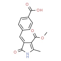 ChemSpider 2D Image | 4-{(E)-[4-(Methoxycarbonyl)-5-methyl-2-oxo-1,2-dihydro-3H-pyrrol-3-ylidene]methyl}benzoic acid | C15H13NO5