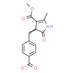 ChemSpider 2D Image | 4-{[4-(Methoxycarbonyl)-5-methyl-2-oxo-1,2-dihydro-3H-pyrrol-3-ylidene]methyl}benzoate | C15H12NO5