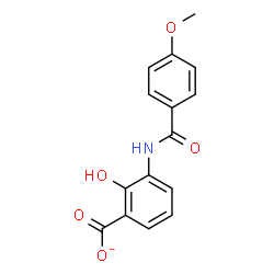 ChemSpider 2D Image | 2-Hydroxy-3-[(4-methoxybenzoyl)amino]benzoate | C15H12NO5