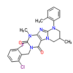 InChI=1/C24H23ClFN5O2/c1-14-11-29(19-10-5-4-7-15(19)2)23-27-21-20(30(23)12-14)22(32)31(24(33)28(21)3)13-16-17(25)8-6-9-18(16)26/h4-10,14H,11-13H2,1-3H3