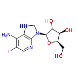 InChI=1/C11H15IN4O4/c12-4-1-14-10-7(6(4)13)15-3-16(10)11-9(19)8(18)5(2-17)20-11/h1,5,8-9,11,15,17-19H,2-3H2,(H2,13,14)/t5-,8+,9?,11-/m1/s1