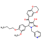 InChI=1/C30H30N2O7/c1-3-4-12-37-22-9-7-20(15-24(22)36-2)27-26(28(33)21-8-10-23-25(16-21)39-14-13-38-23)29(34)30(35)32(27)18-19-6-5-11-31-17-19/h5-11,15-17,27,34H,3-4,12-14,18H2,1-2H3