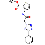 InChI=1/C15H13N5O3S/c1-23-15(22)13-11(7-8-24-13)16-12(21)9-20-18-14(17-19-20)10-5-3-2-4-6-10/h2-8H,9H2,1H3,(H,16,21)