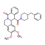 InChI=1/C32H34N2O4/c1-37-27-19-23-14-17-34-30(26(23)20-28(27)38-2)29(24-10-6-7-11-25(24)31(34)35)32(36)33-15-12-22(13-16-33)18-21-8-4-3-5-9-21/h3-11,19-20,22,29-30H,12-18H2,1-2H3