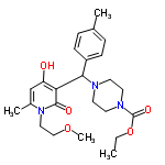 InChI=1/C24H33N3O5/c1-5-32-24(30)26-12-10-25(11-13-26)22(19-8-6-17(2)7-9-19)21-20(28)16-18(3)27(23(21)29)14-15-31-4/h6-9,16,22,28H,5,10-15H2,1-4H3