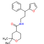 InChI=1/C21H27NO3/c1-21(2)15-17(11-14-25-21)20(23)22-12-10-18(19-9-6-13-24-19)16-7-4-3-5-8-16/h3-9,13,17-18H,10-12,14-15H2,1-2H3,(H,22,23)