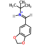 InChI=1/C12H15NO2/c1-12(2,3)13-7-9-4-5-10-11(6-9)15-8-14-10/h4-7H,8H2,1-3H3/p+1/b13-7+