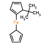 InChI=1/C9H13.C5H5.Fe/c1-9(2,3)8-6-4-5-7-8;1-2-4-5-3-1;/h4-6,8H,1-3H3;1-5H;/rC14H18Fe/c1-14(2,3)12-9-6-10-13(12)15-11-7-4-5-8-11/h4-12H,1-3H3