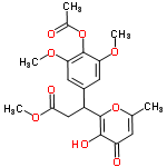 InChI=1/C20H22O9/c1-10-6-14(22)18(24)19(28-10)13(9-17(23)27-5)12-7-15(25-3)20(29-11(2)21)16(8-12)26-4/h6-8,13,24H,9H2,1-5H3