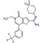 InChI=1/C22H22F3N3O3S2/c1-2-28-12-17(13-4-3-5-14(10-13)22(23,24)25)19-16(21(28)29)11-18(32-19)20(26)27-15-6-8-33(30,31)9-7-15/h3-5,10-12,15H,2,6-9H2,1H3,(H2,26,27)