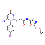 InChI=1/C16H15ClN6O4S/c1-26-7-14-21-22-15(27-14)19-13(25)8-28-16-20-12(24)6-11(18)23(16)10-4-2-9(17)3-5-10/h2-6H,7-8,18H2,1H3,(H,19,22,25)