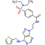 InChI=1/C23H27N7O3S2/c1-3-29(4-2)35(32,33)19-9-7-17(8-10-19)23(31)24-11-12-30-22-20(15-28-30)21(26-16-27-22)25-14-18-6-5-13-34-18/h5-10,13,15-16H,3-4,11-12,14H2,1-2H3,(H,24,31)(H,25,26,27)