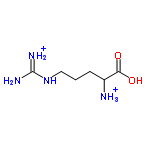 InChI=1/C6H14N4O2/c7-4(5(11)12)2-1-3-10-6(8)9/h4H,1-3,7H2,(H,11,12)(H4,8,9,10)/p+2