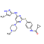 InChI=1/C23H28N8OS/c1-15-13-20(29-28-15)25-19-14-21(31-11-9-30(2)10-12-31)27-23(26-19)33-18-7-5-17(6-8-18)24-22(32)16-3-4-16/h5-8,13-14,16H,3-4,9-12H2,1-2H3,(H,24,32)(H2,25,26,27,28,29)