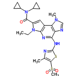 InChI=1/C23H27N7O3S2/c1-5-29-16(21(31)30(13-6-7-13)14-8-9-14)10-15-18-17(24-11-28(18)3)19(26-20(15)29)27-23-25-12(2)22(34-23)35(4,32)33/h10-11,13-14H,5-9H2,1-4H3,(H,25,26,27)