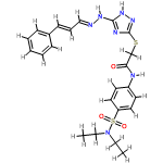 InChI=1/C23H27N7O3S2/c1-3-30(4-2)35(32,33)20-14-12-19(13-15-20)25-21(31)17-34-23-26-22(28-29-23)27-24-16-8-11-18-9-6-5-7-10-18/h5-16H,3-4,17H2,1-2H3,(H,25,31)(H2,26,27,28,29)/b11-8+,24-16+