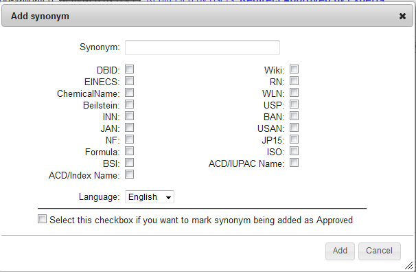 Database Curation Add Synonym